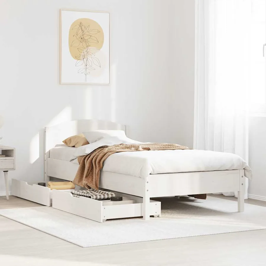 Cadre de lit sans matelas blanc 100x200 cm bois de pin massif