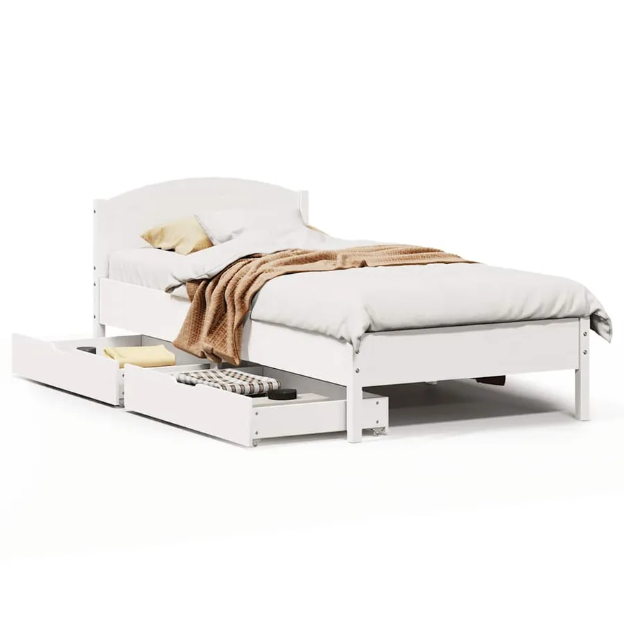 Cadre de lit sans matelas blanc 100x200 cm bois de pin massif - 2