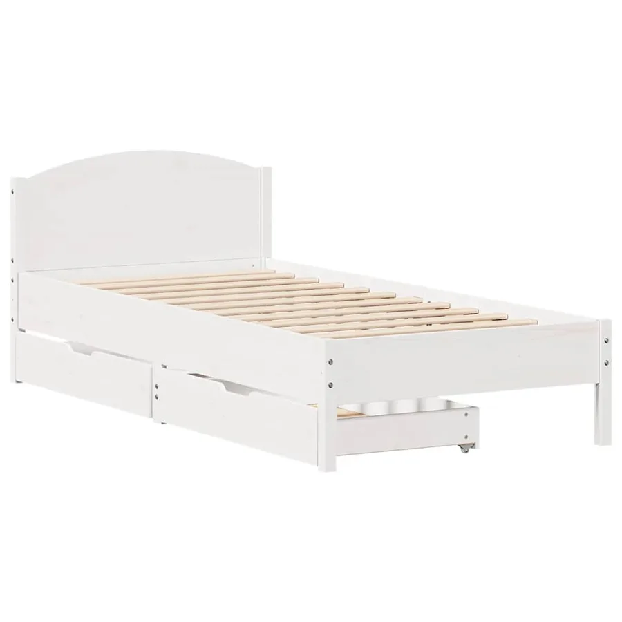 Cadre de lit sans matelas blanc 100x200 cm bois de pin massif - 3