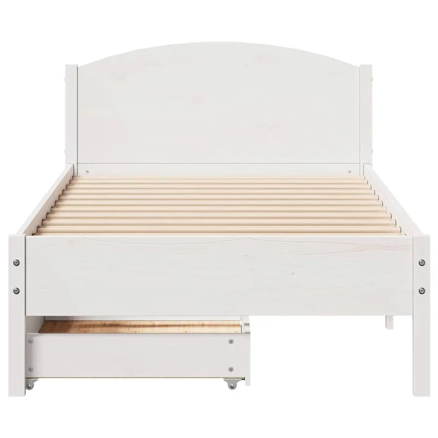 Cadre de lit sans matelas blanc 100x200 cm bois de pin massif - 4
