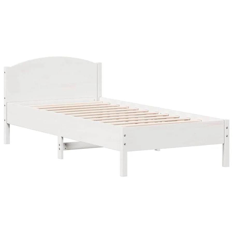 Cadre de lit sans matelas blanc 100x200 cm bois de pin massif - 5