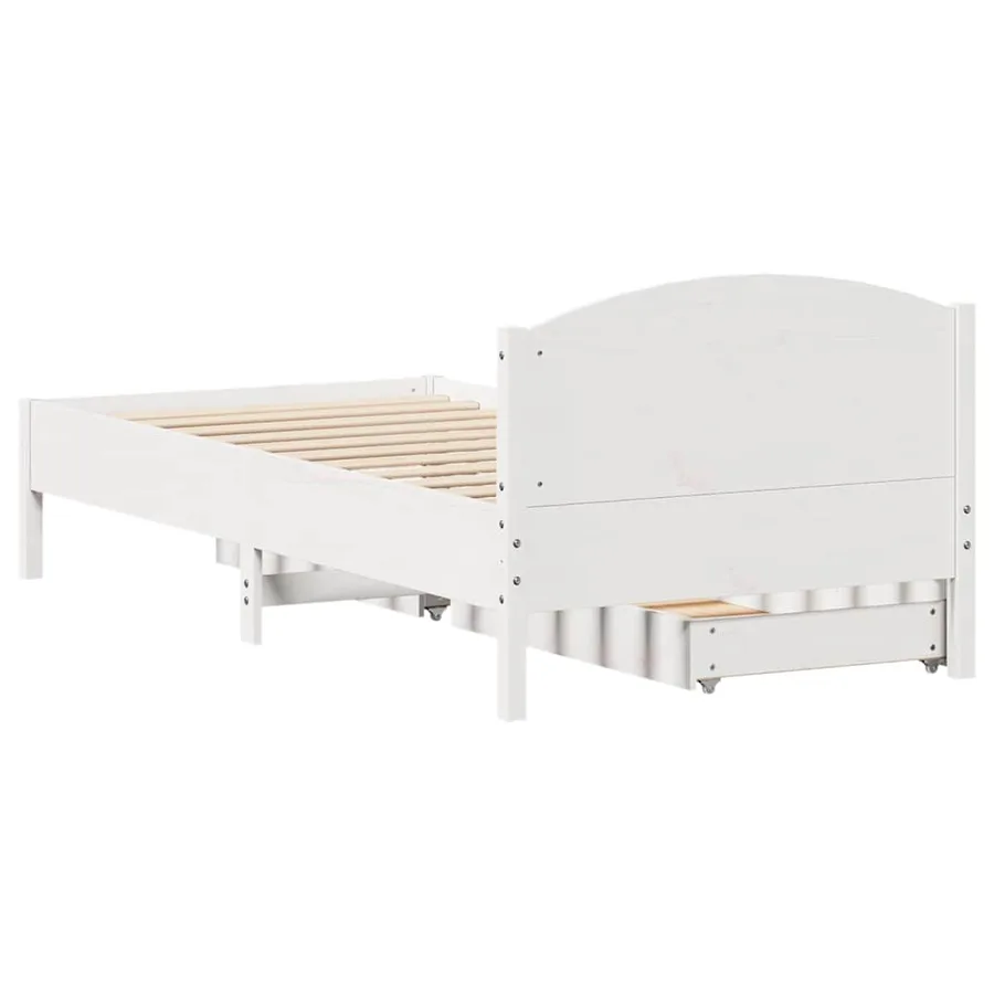 Cadre de lit sans matelas blanc 100x200 cm bois de pin massif - 8
