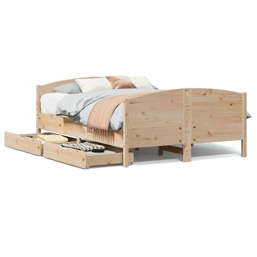 Cadre de lit sans matelas 120x200 cm bois de pin massif - 2