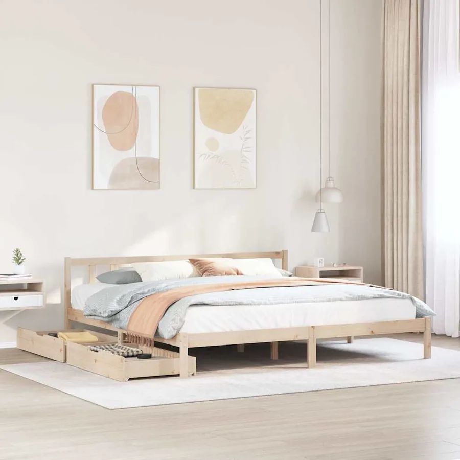 Cadre de lit sans matelas 180x200 cm bois massif de pin