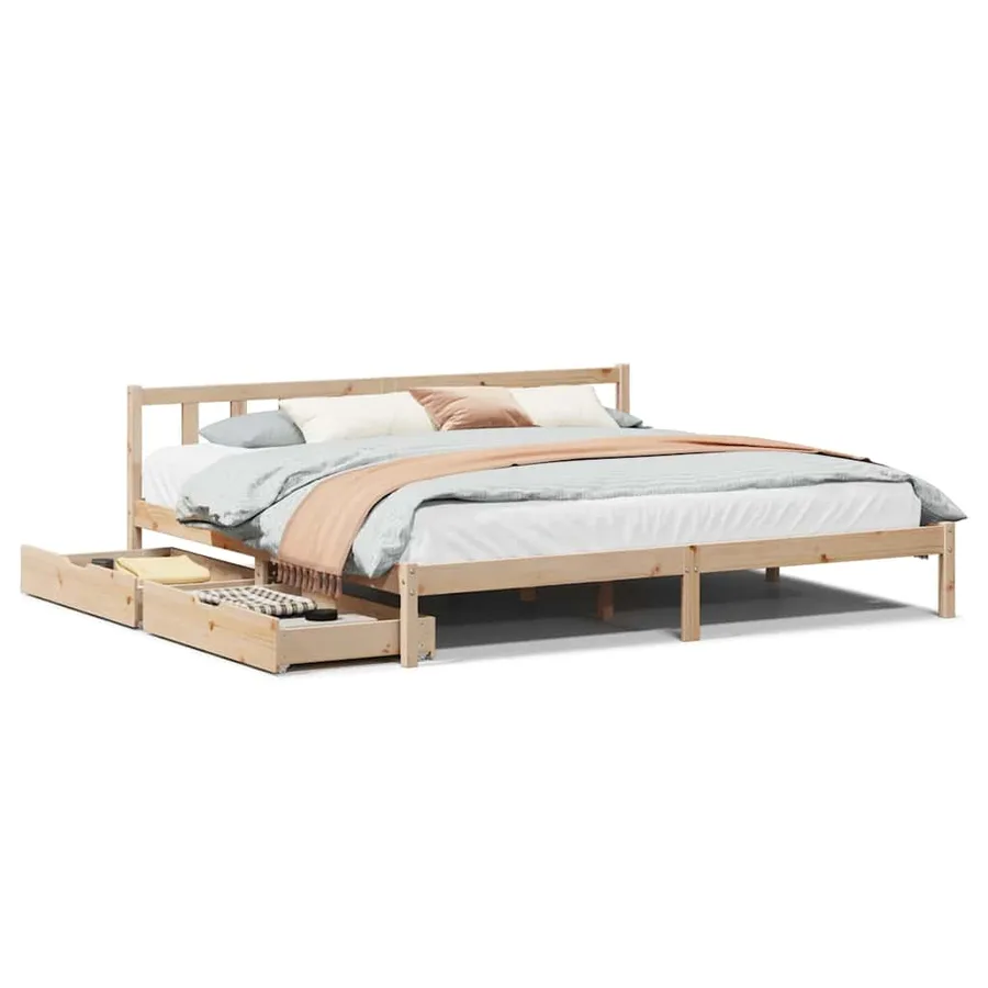 Cadre de lit sans matelas 180x200 cm bois massif de pin - 2