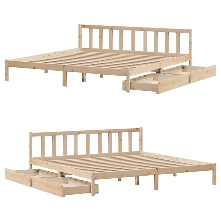 Cadre de lit sans matelas 180x200 cm bois massif de pin - 9