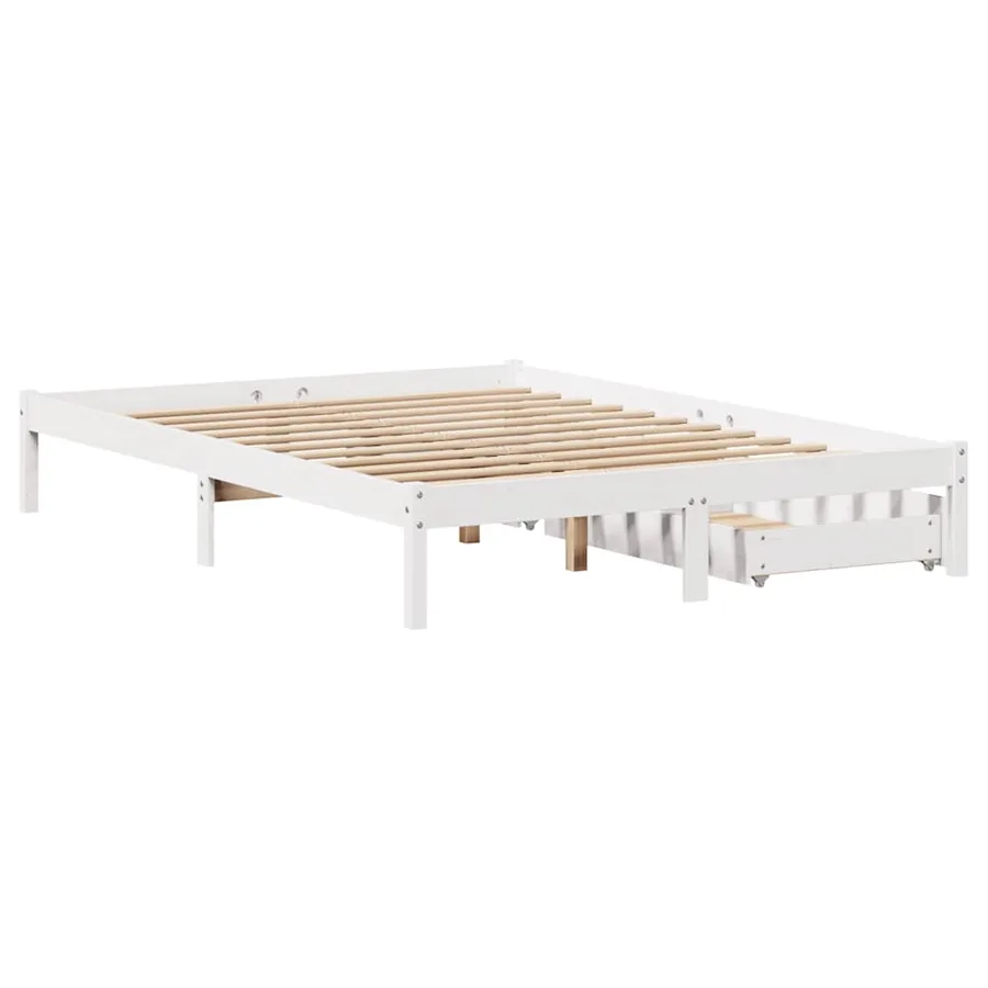 Cadre de lit sans matelas blanc 160x200 cm bois de pin massif - 6