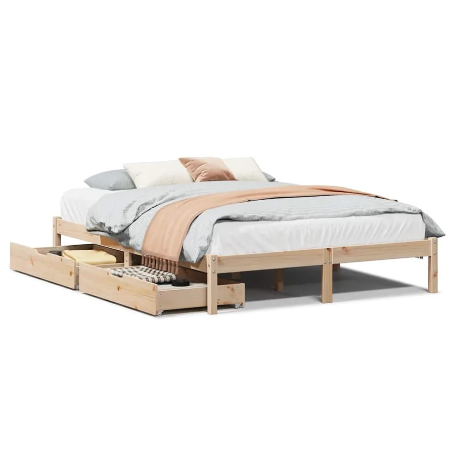 Cadre de lit sans matelas 120x200 cm bois de pin massif - 2