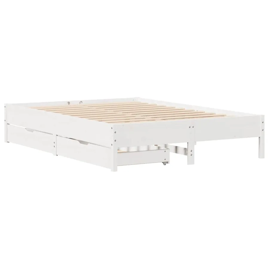Cadre de lit sans matelas blanc 160x200 cm bois de pin massif - 3