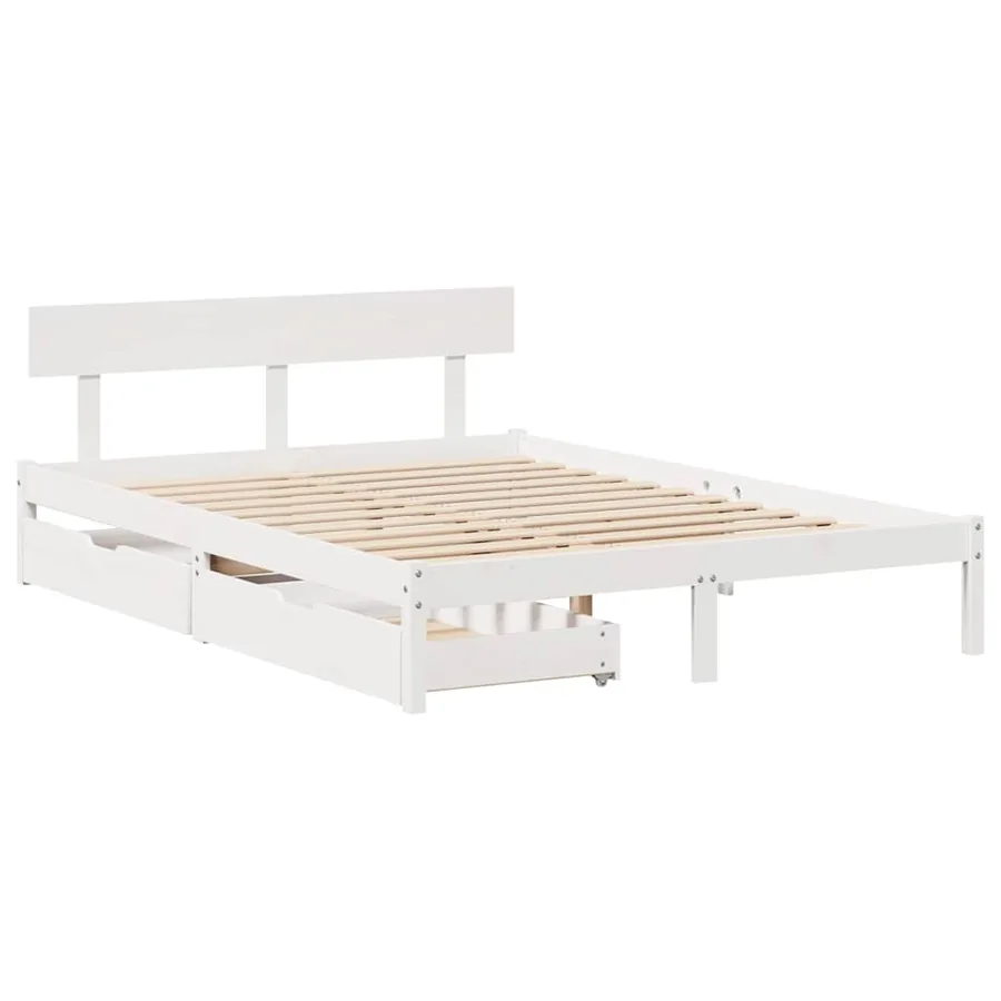 Cadre de lit sans matelas blanc 160x200 cm bois de pin massif