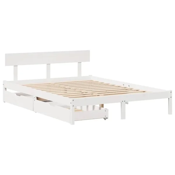 Cadre de lit sans matelas blanc 160x200 cm bois de pin massif
