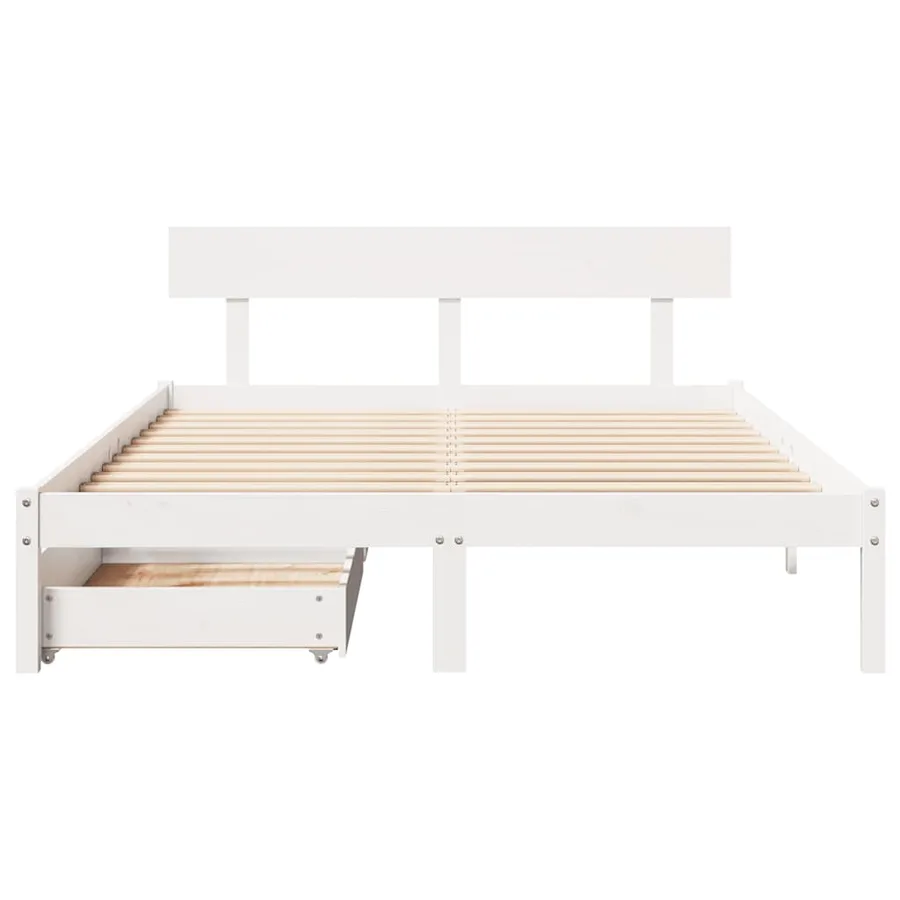 Cadre de lit sans matelas blanc 160x200 cm bois de pin massif - 4