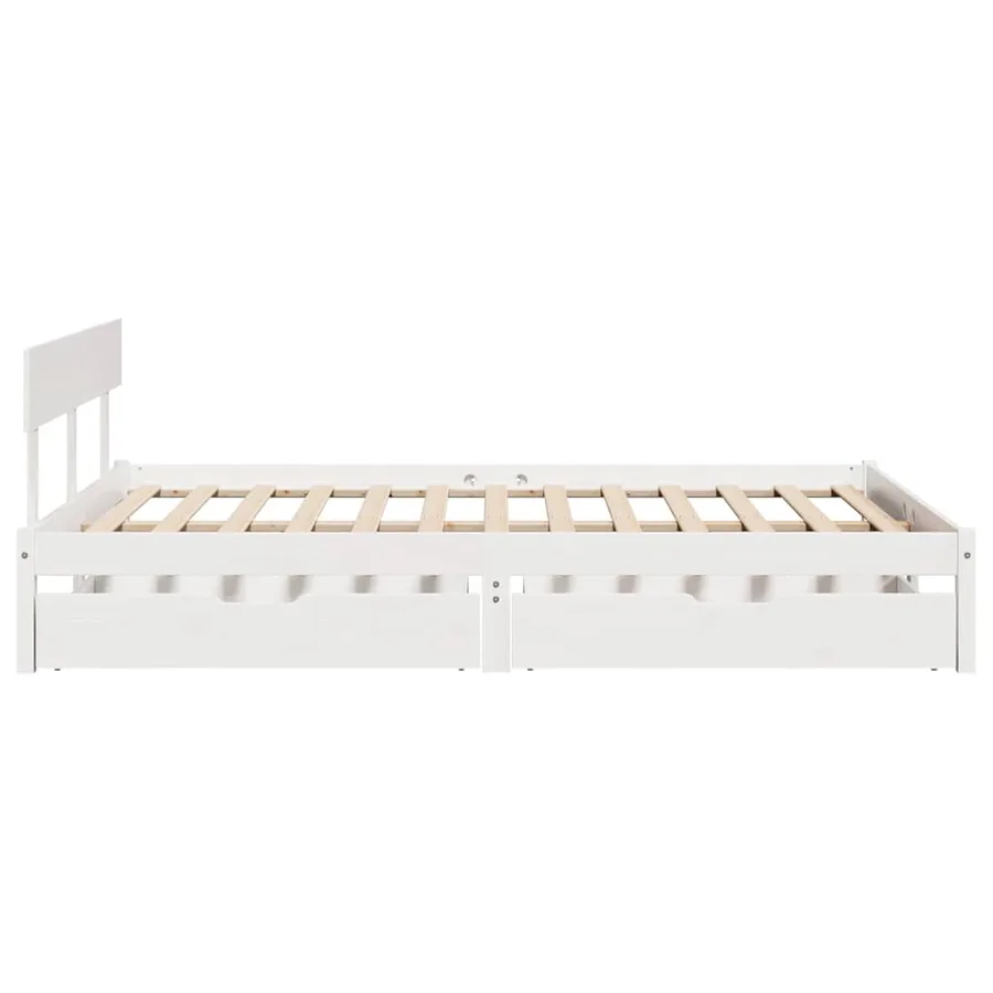 Cadre de lit sans matelas blanc 160x200 cm bois de pin massif - 5