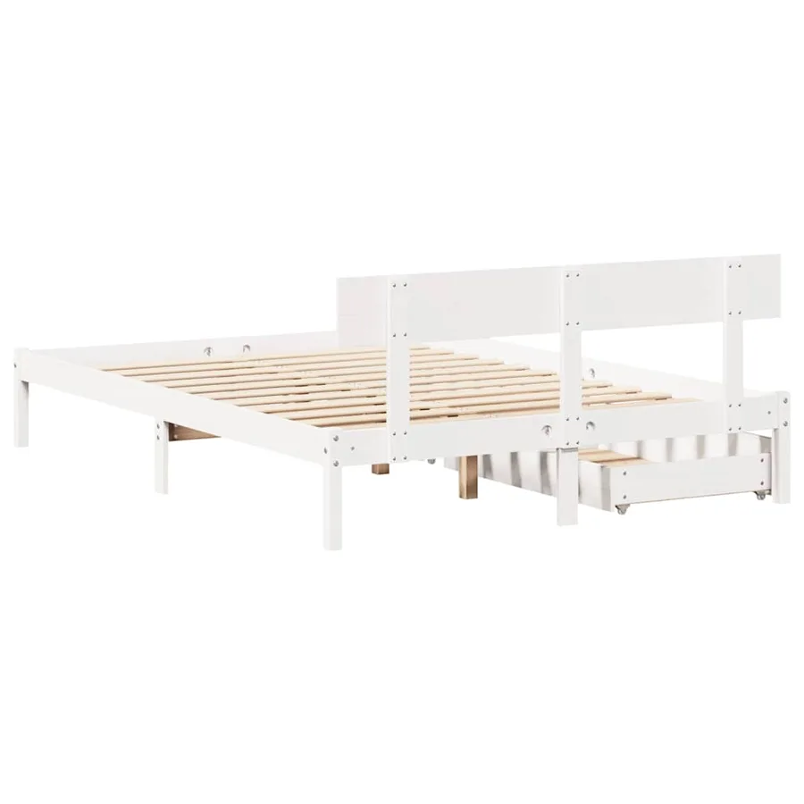 Cadre de lit sans matelas blanc 160x200 cm bois de pin massif - 6