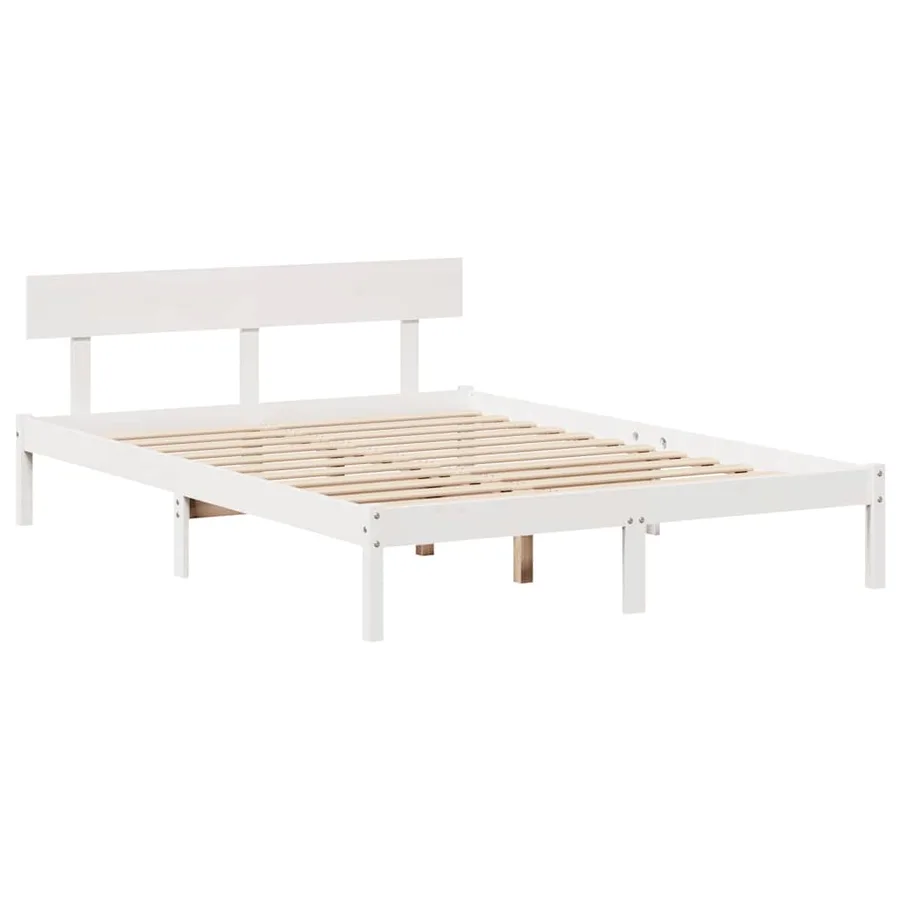 Cadre de lit sans matelas blanc 160x200 cm bois de pin massif - 7