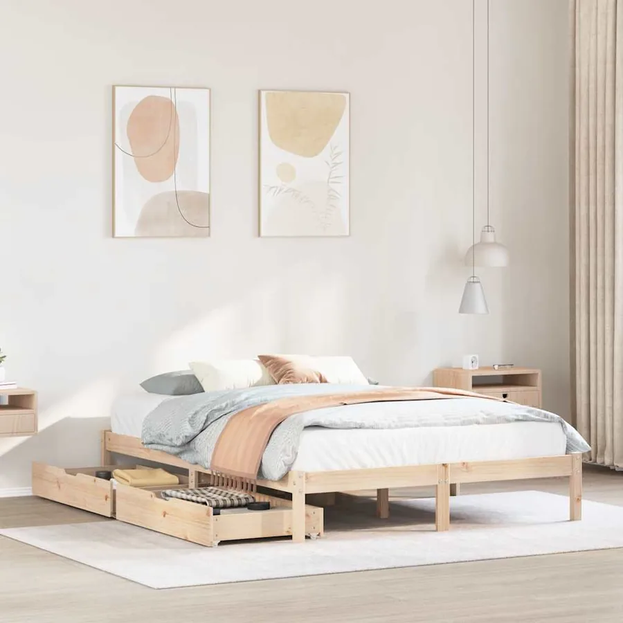 Cadre de lit sans matelas 140x200 cm bois massif de pin