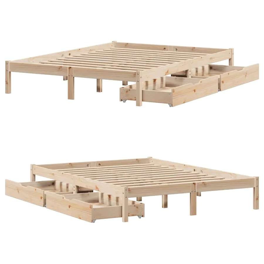 Cadre de lit sans matelas 140x200 cm bois massif de pin - 9