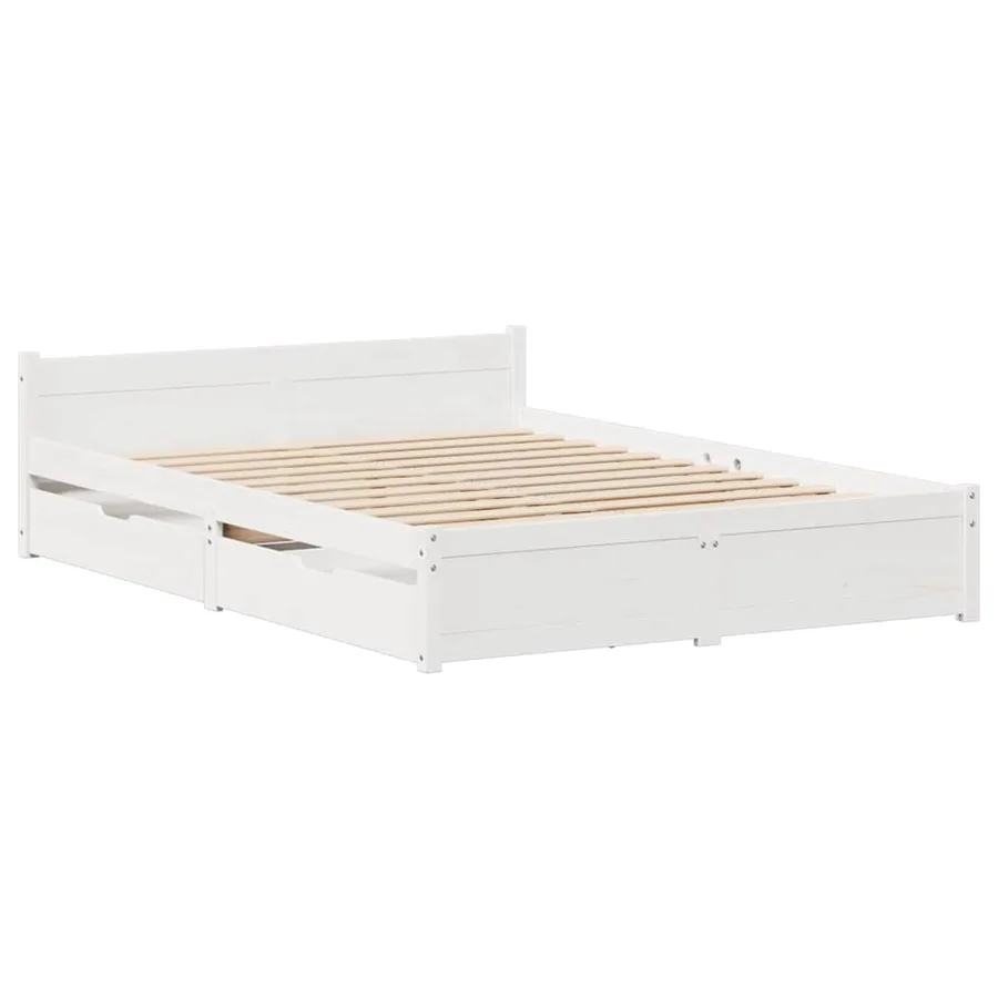 Cadre de lit sans matelas blanc 140x200 cm bois de pin massif - 3