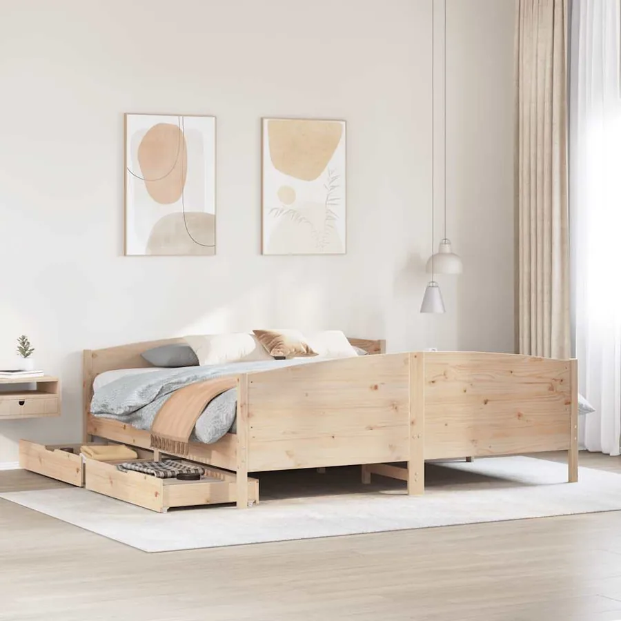 Cadre de lit sans matelas 180x200 cm bois massif de pin