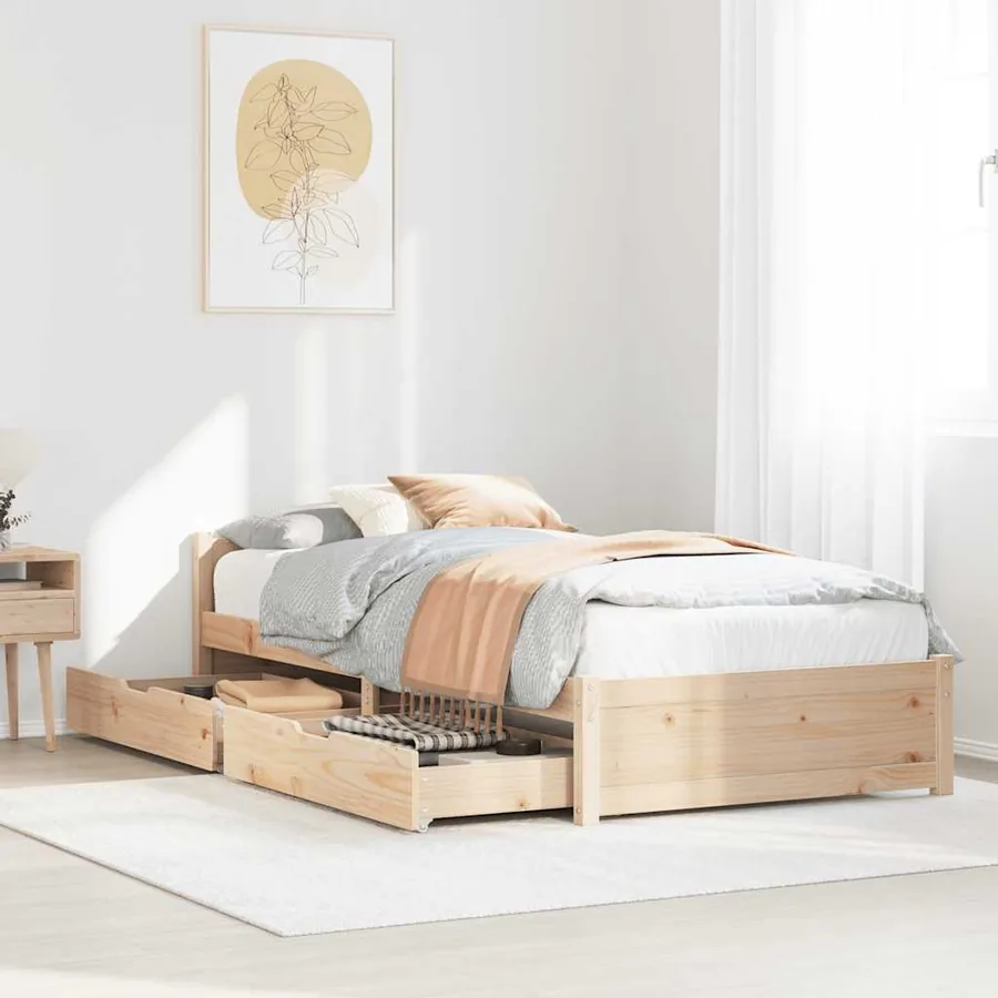 Cadre de lit sans matelas 90x200 cm bois de pin massif