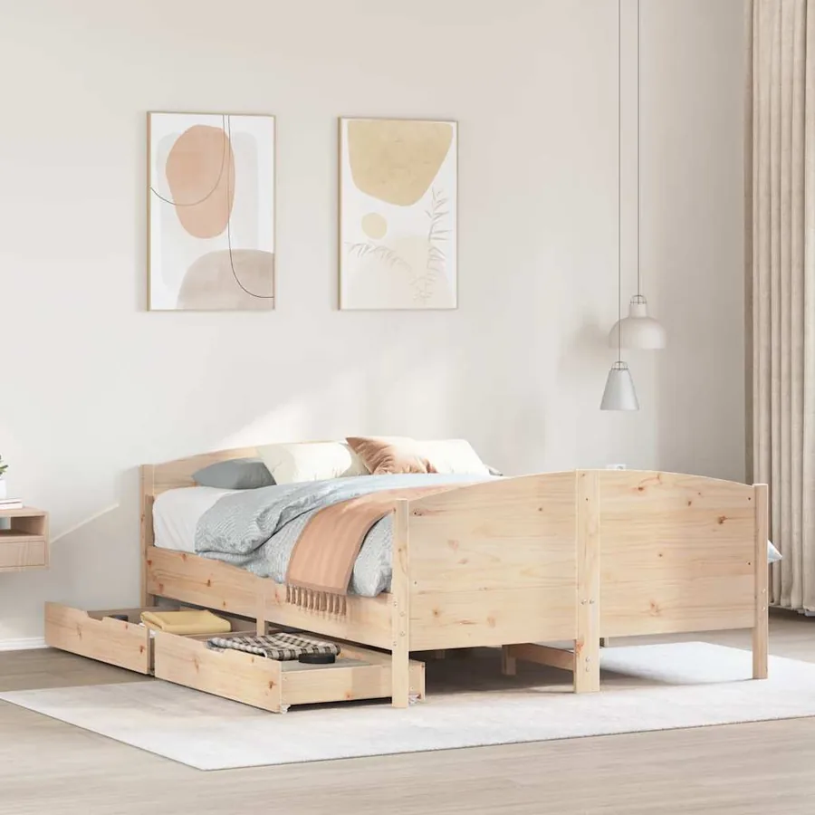 Cadre de lit sans matelas 150x200 cm bois de pin massif
