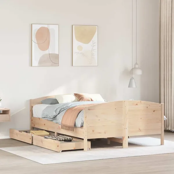 Cadre de lit sans matelas 150x200 cm bois de pin massif