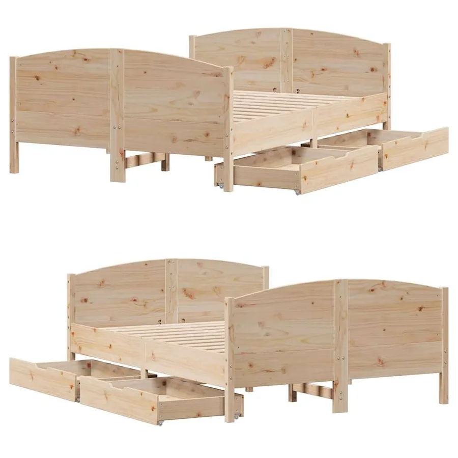 Cadre de lit sans matelas 150x200 cm bois de pin massif - 9