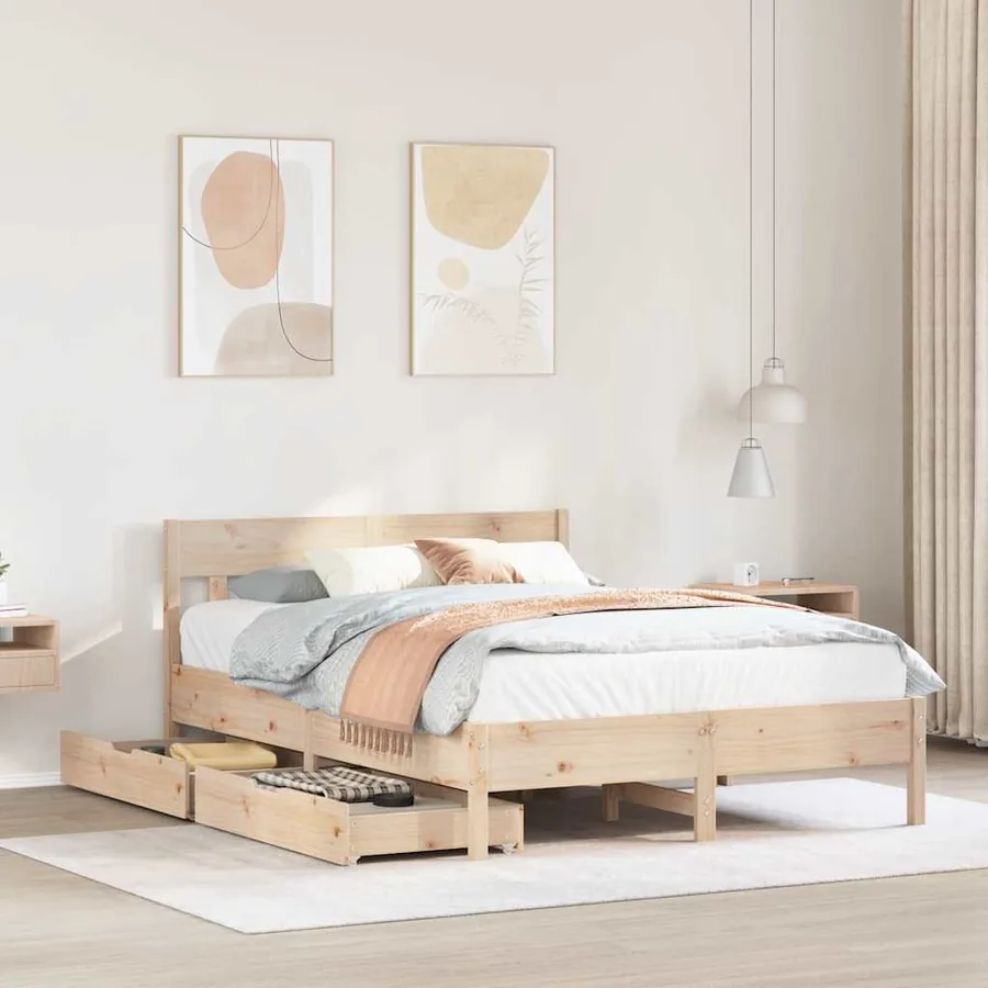 Cadre de lit sans matelas 160x200 cm bois massif de pin