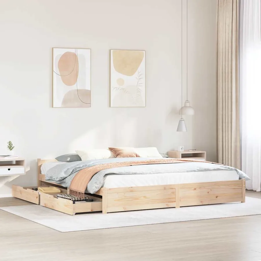 Cadre de lit sans matelas 200x200 cm bois massif de pin