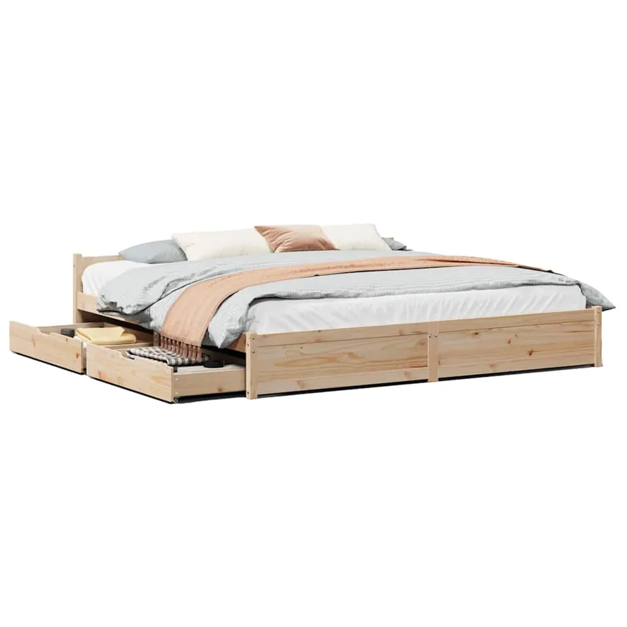 Cadre de lit sans matelas 200x200 cm bois massif de pin - 2