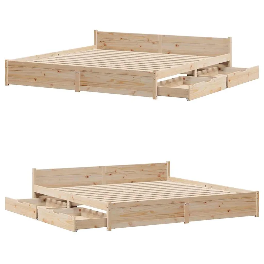 Cadre de lit sans matelas 200x200 cm bois massif de pin - 9
