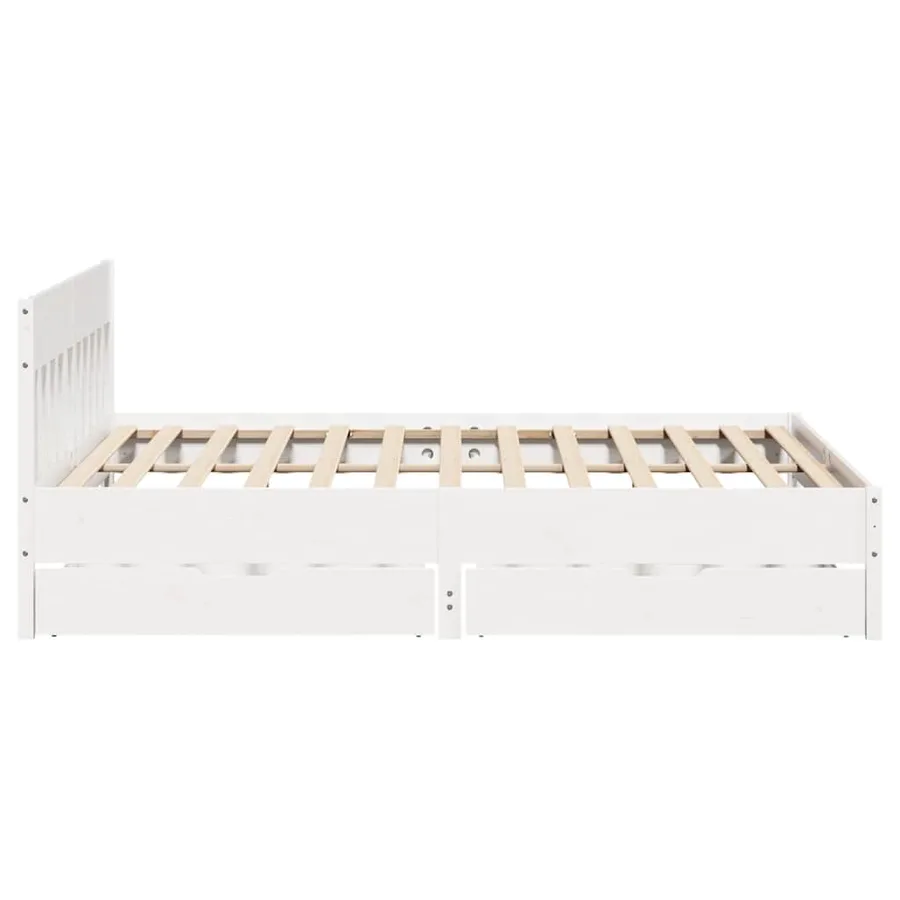 Cadre de lit sans matelas blanc 200x200 cm bois massif de pin - 7