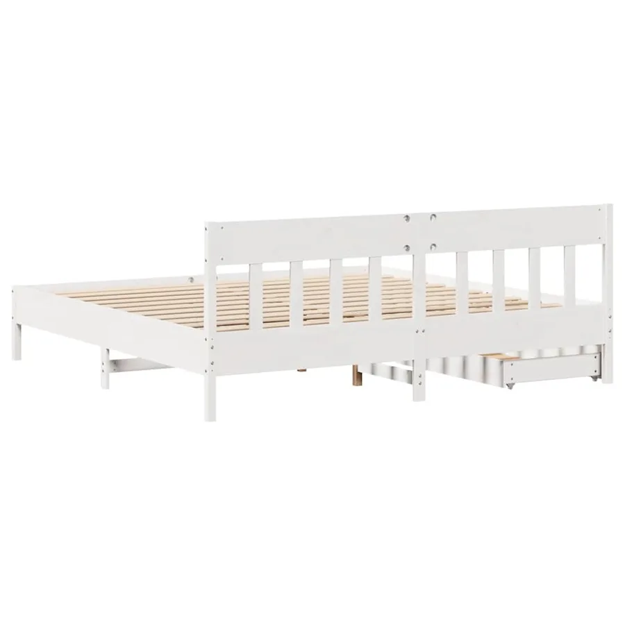 Cadre de lit sans matelas blanc 200x200 cm bois massif de pin - 8
