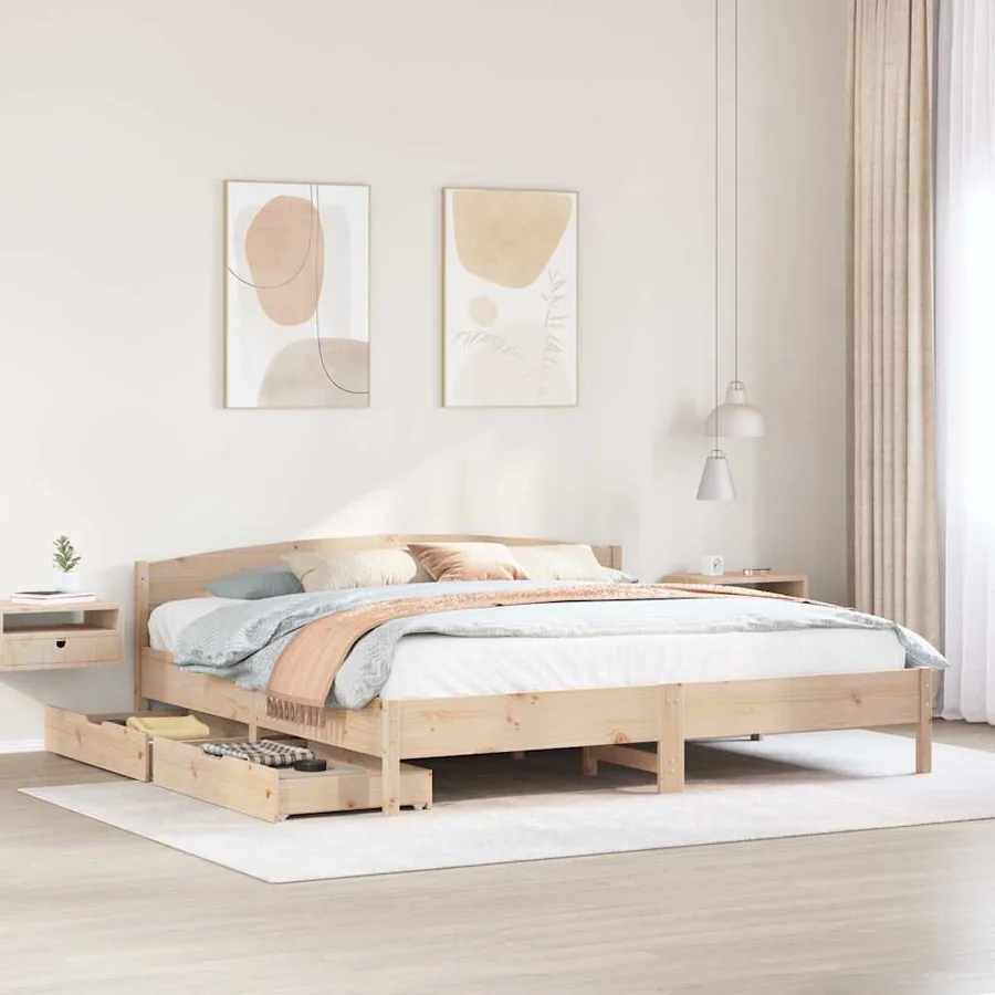 Cadre de lit sans matelas 200x200 cm bois massif de pin