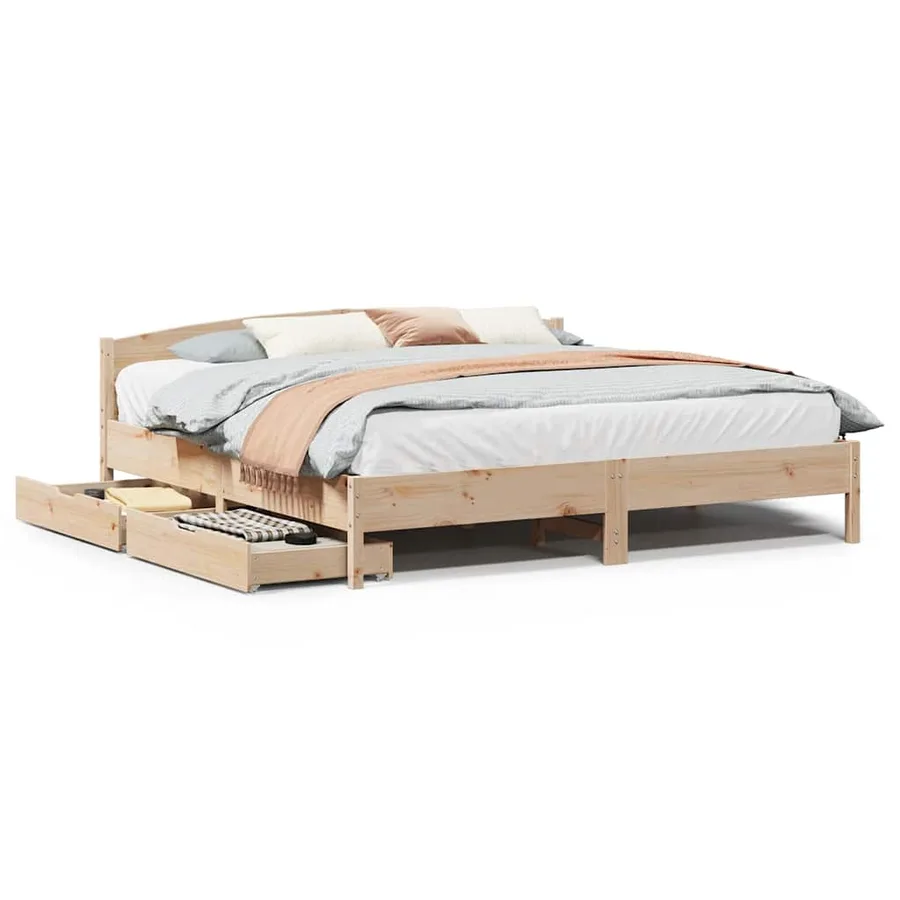 Cadre de lit sans matelas 200x200 cm bois massif de pin - 2