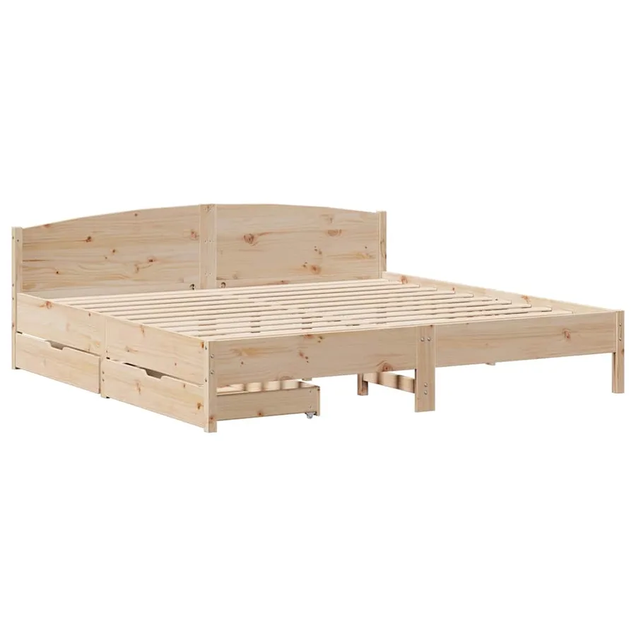 Cadre de lit sans matelas 200x200 cm bois massif de pin - 3