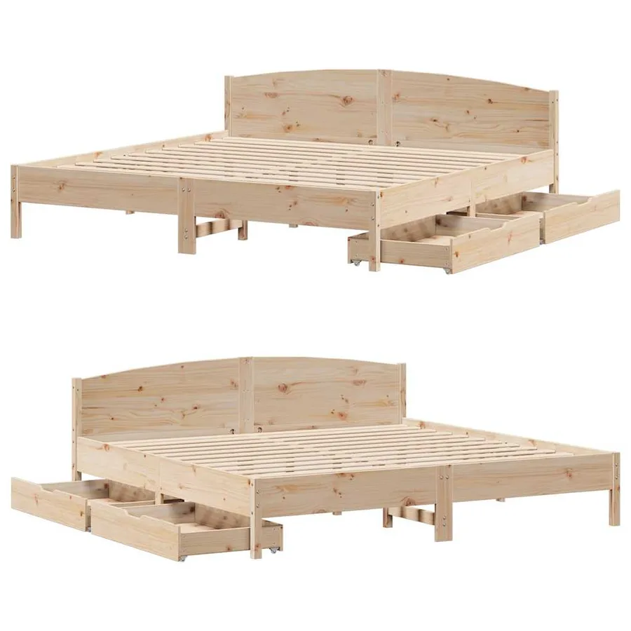 Cadre de lit sans matelas 200x200 cm bois massif de pin - 9