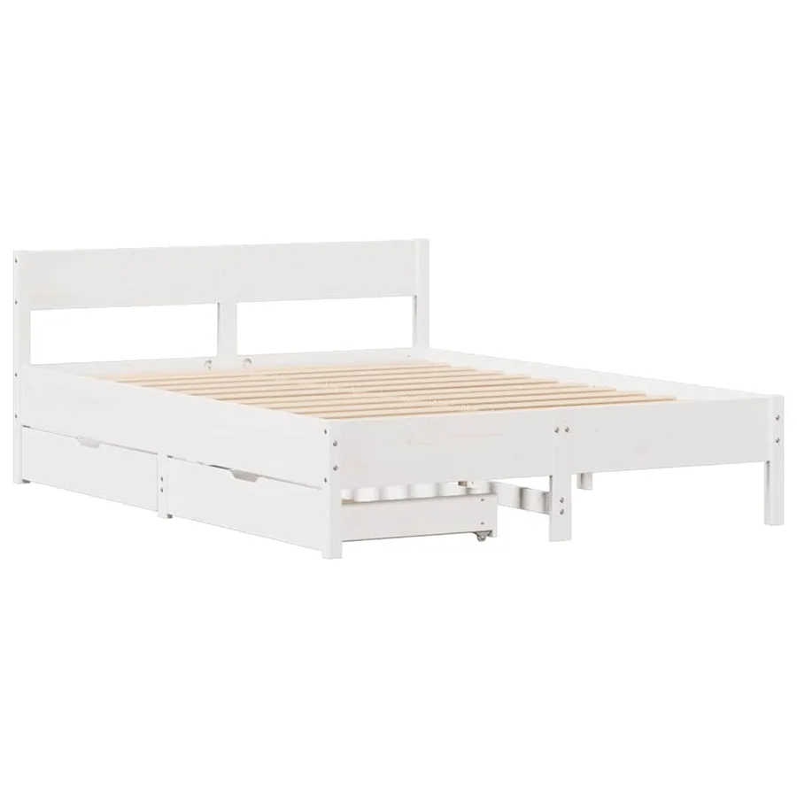 Cadre de lit sans matelas blanc 120x200 cm bois de pin massif - 3