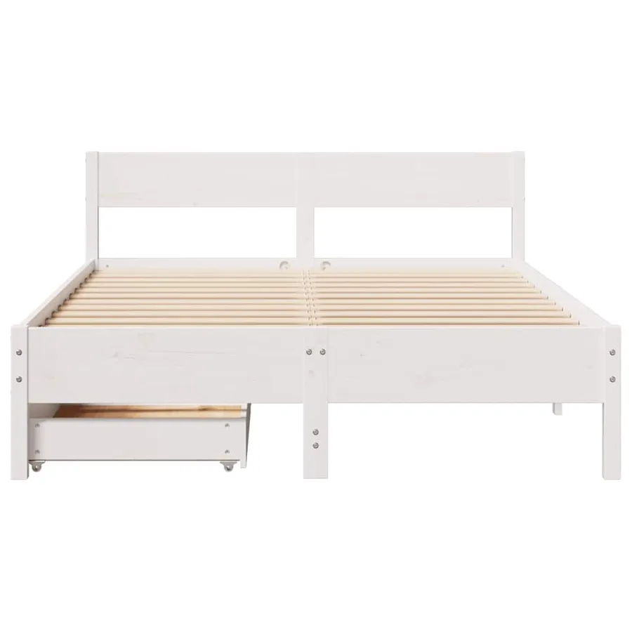 Cadre de lit sans matelas blanc 120x200 cm bois de pin massif - 4