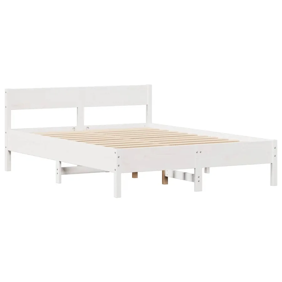 Cadre de lit sans matelas blanc 120x200 cm bois de pin massif - 5