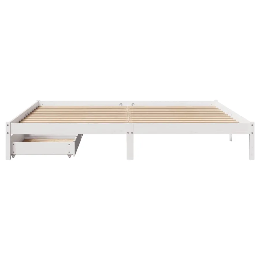 Cadre de lit sans matelas blanc 180x200 cm bois massif de pin - 4