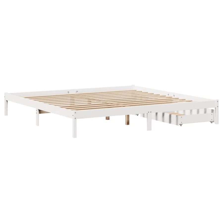 Cadre de lit sans matelas blanc 180x200 cm bois massif de pin - 6