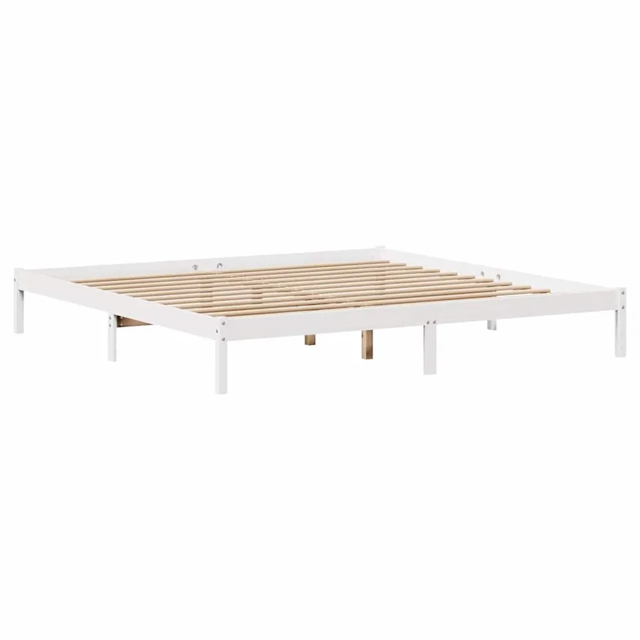 Cadre de lit sans matelas blanc 180x200 cm bois massif de pin - 7