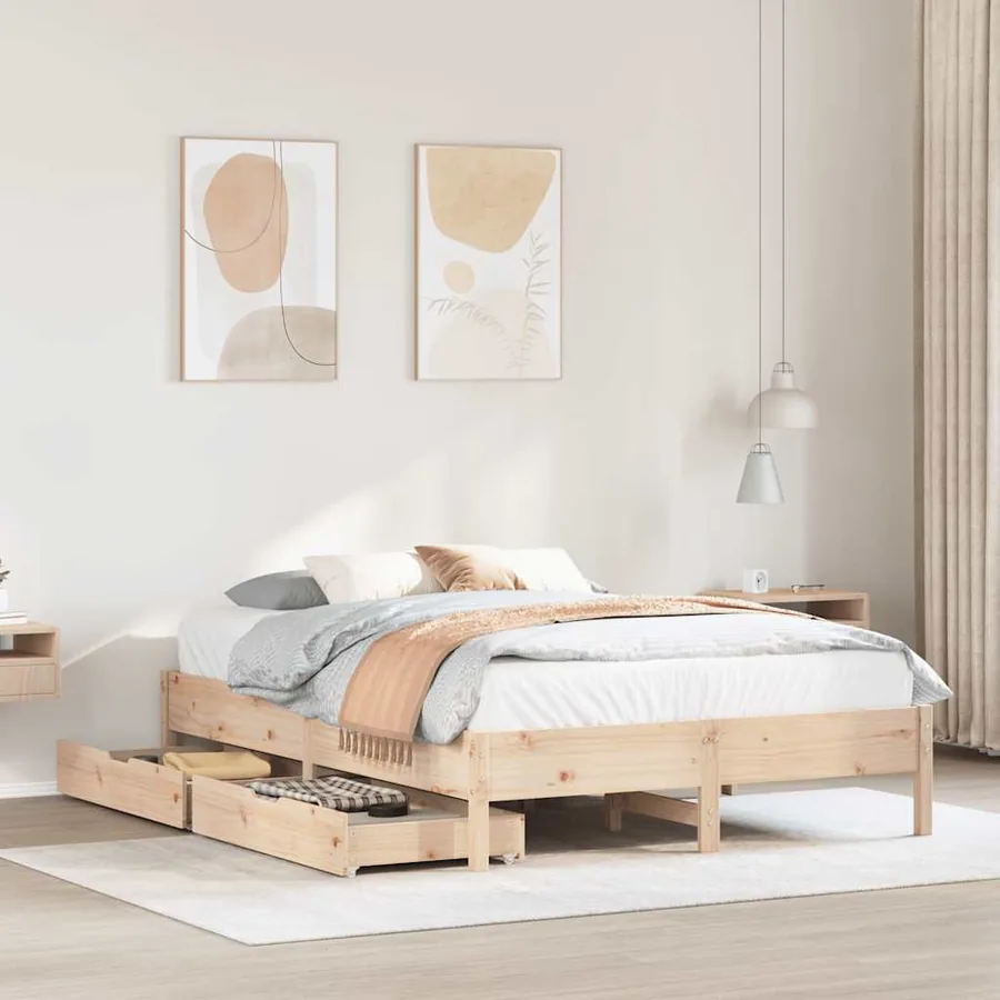 Cadre de lit sans matelas 150x200 cm bois de pin massif