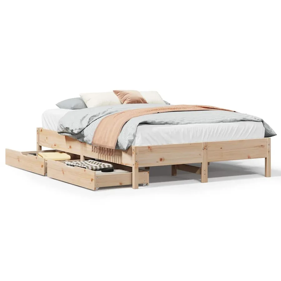Cadre de lit sans matelas 150x200 cm bois de pin massif - 2