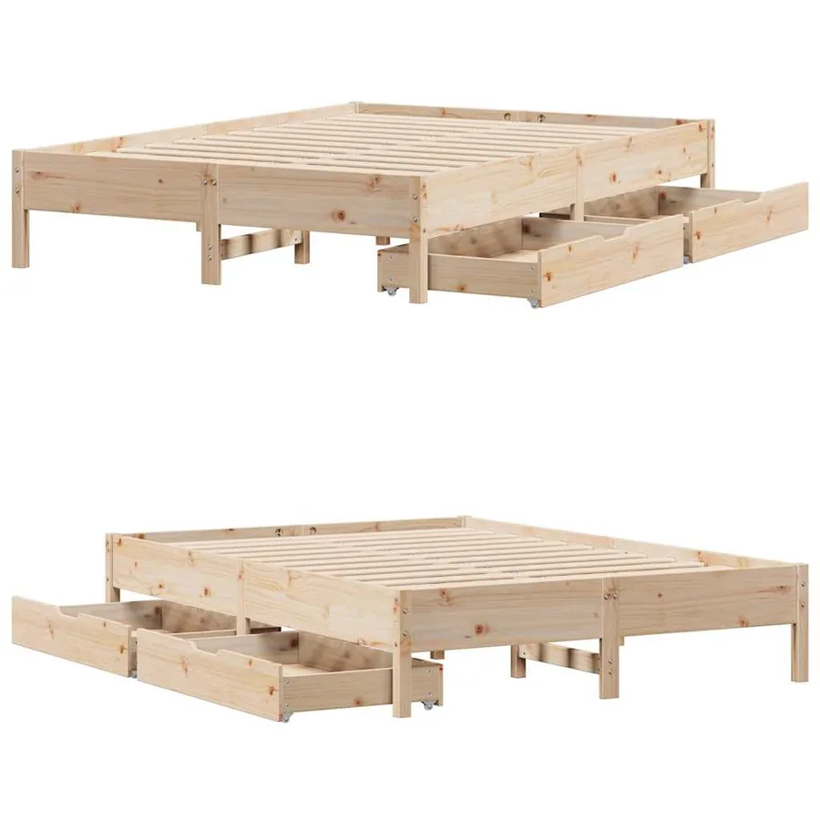 Cadre de lit sans matelas 150x200 cm bois de pin massif - 9