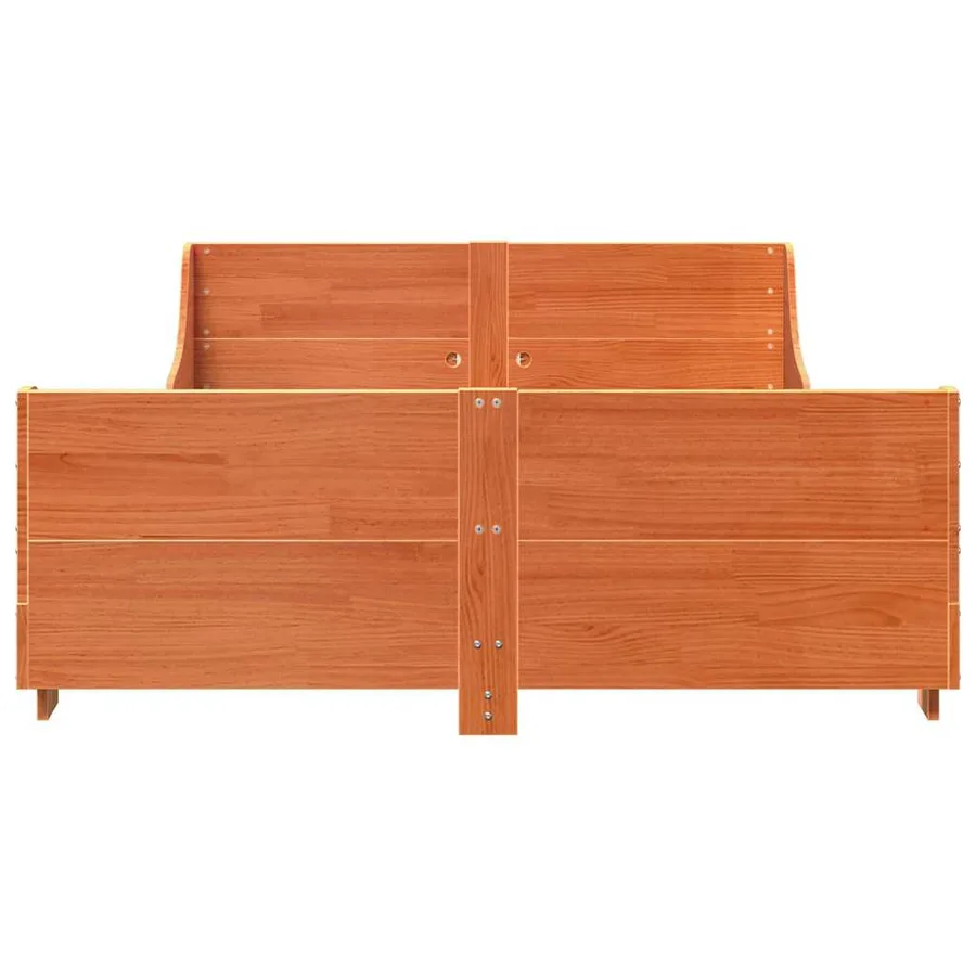 Cadre de lit sans matelas cire marron 120x190cm bois pin massif - 4