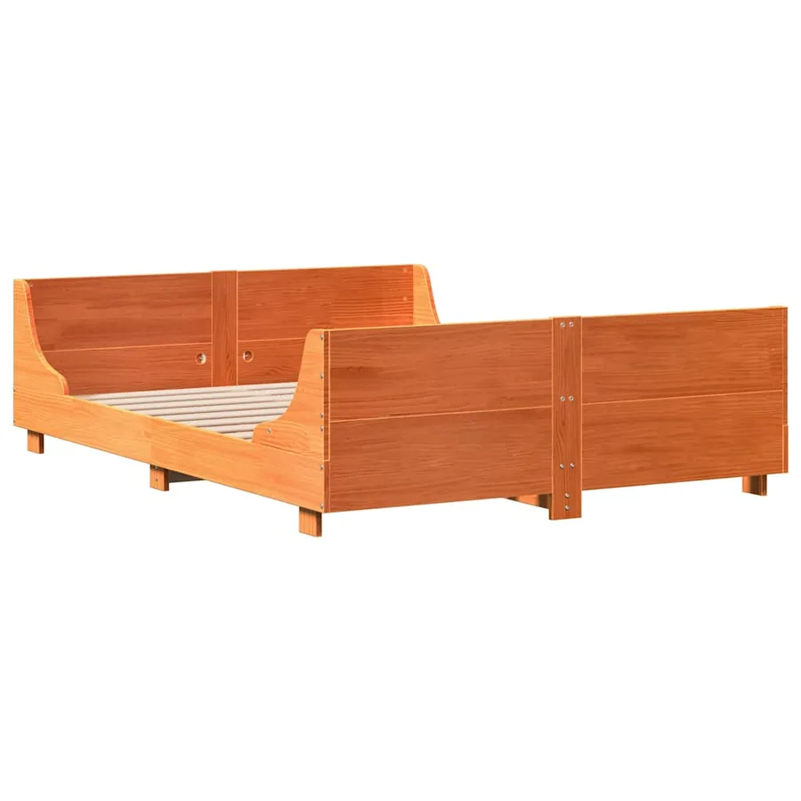 Cadre de lit sans matelas cire marron 120x190cm bois pin massif - 6
