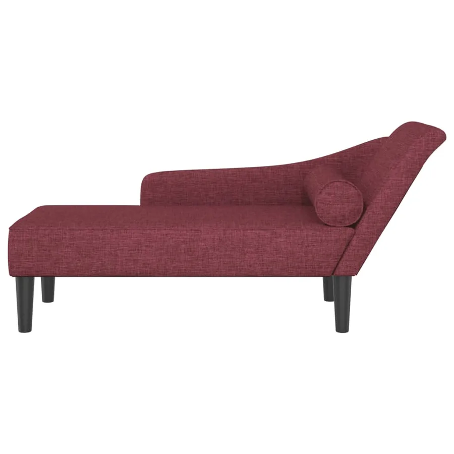 Chaise longue avec coussins rouge bordeaux tissu - 3