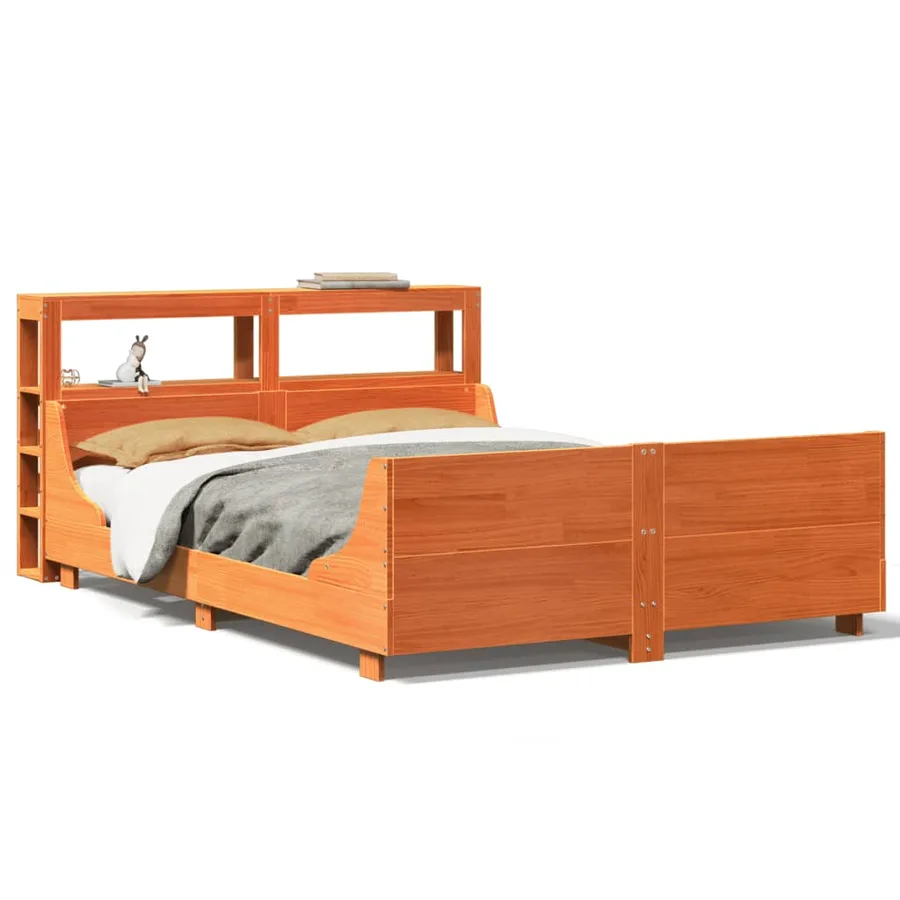 Cadre de lit sans matelas cire marron 120x190cm bois pin massif - 2